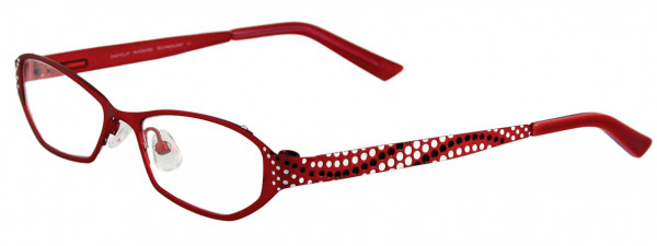 EasyClip P6038 Eyeglasses, 30 SATIN RUBY RED AND BLACK/WHITE
