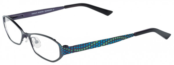 EasyClip P6038 Eyeglasses, 85 SATIN VIOLET AND TURQUOISE/LIME