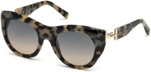 Tod's TO0214 Sunglasses, 55B - Shiny Taupe Tortoise, Shiny Pale Gold/ Gradient Smoke To Ochre