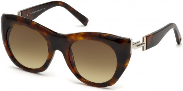Tod's TO0214 Sunglasses, 56F - Shiny Vintage Havana, Shiny Rhodium/ Gradient Brown