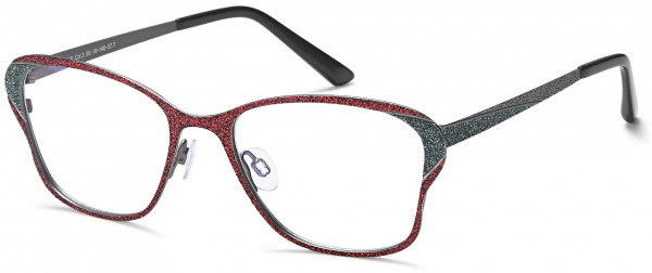 Menizzi M4058 Eyeglasses, 03-Grey/Red/Teal