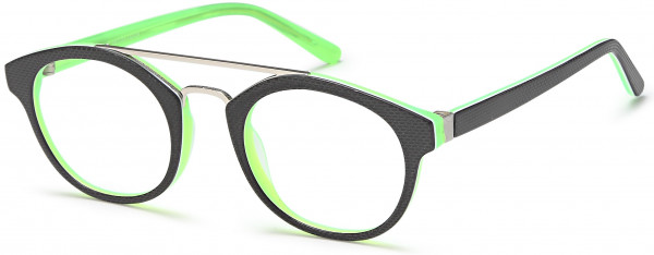 Menizzi M4028K Eyeglasses, 02-Black/Neon Green
