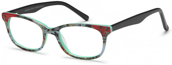 Menizzi M3093K Eyeglasses, 01-Multicolor Green/Black
