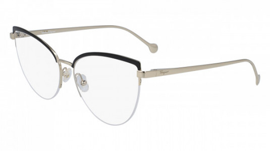 Ferragamo SF2175 Eyeglasses, (733) SHINY GOLD/BLACK