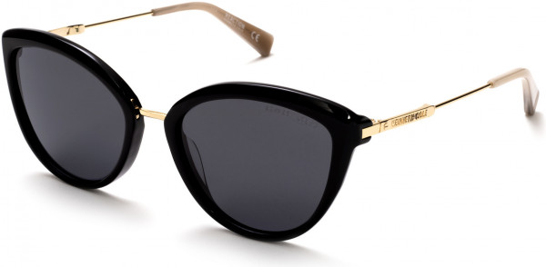 Kenneth Cole New York KC7236 Sunglasses, 01D - Shiny Black  / Smoke Polarized Lenses