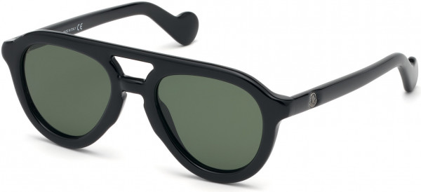 Moncler ML0078 Sunglasses, 01R - Shiny Black / Green Polarized Lenses