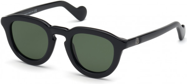 Moncler ML0079 Sunglasses, 01N - Shiny Black / Green Lenses