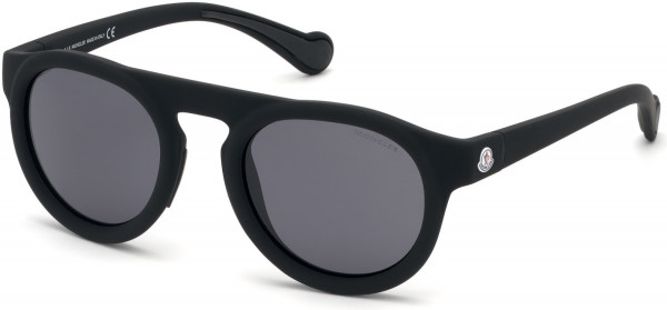 Moncler ML0088 Sunglasses, 02D - Rubberized Black / Smoke Polarized Lenses