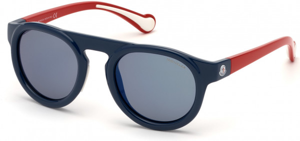 Moncler ML0088 Sunglasses, 90X - Shiny Blue, Shiny Red / Smoke W. Mirrored Blue Lenses