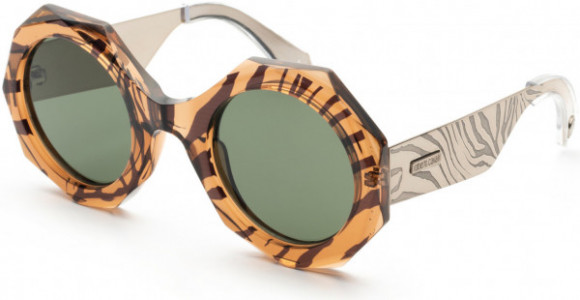 Roberto Cavalli RC1113 Sunglasses, 47N - Shiny Transp. Beige, Zebra Print, Shiny Bronze, Shiny Crystal/ Green