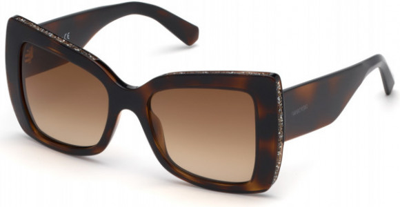 Swarovski SK0203 Sunglasses, 52F - Dark Havana / Gradient Brown Lenses