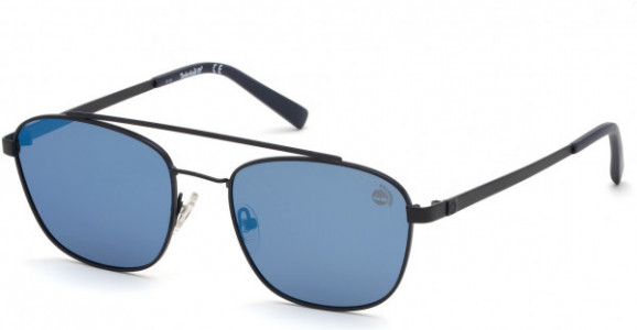Timberland TB9168 Sunglasses, 02D - Matte Black Frame, Matte Blue Tips / Smoke Lenses With Blue Flash Lens