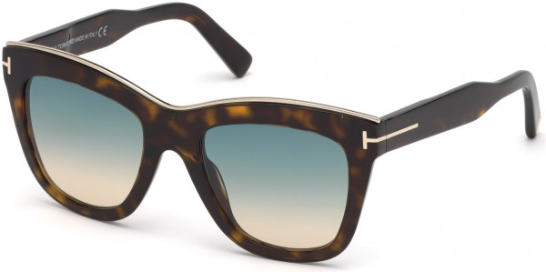 Tom Ford FT0685 JULIE Sunglasses, 52P - Shiny Dark Havana/ Gradient Turquoise-To-Sand Lenses