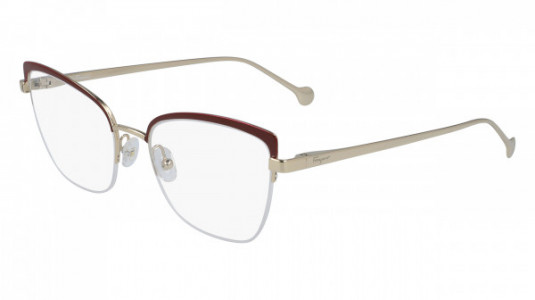 Ferragamo SF2182 Eyeglasses, (744) SHINY GOLD/BURGUNDY