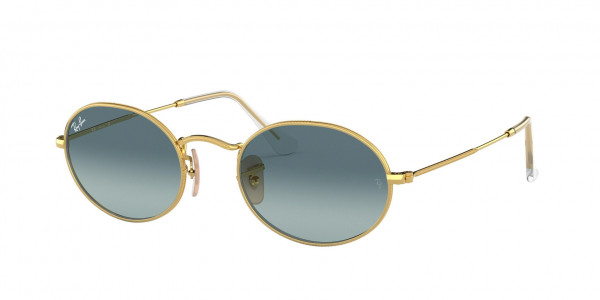 Ray-Ban RB3547 OVAL Sunglasses, 001/3M OVAL ARISTA BLUE GRADIENT GREY (GOLD)