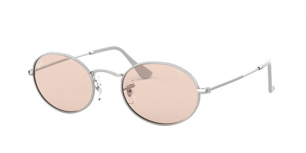 Ray-Ban RB3547 OVAL Sunglasses, 003/T5 OVAL SILVER EVOLVE PHOTO PINK (SILVER)
