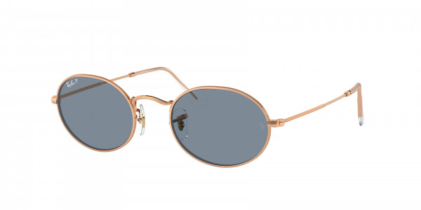 Ray-Ban RB3547 OVAL Sunglasses, 9202S2 OVAL ROSE GOLD BLUE POLAR (GOLD)