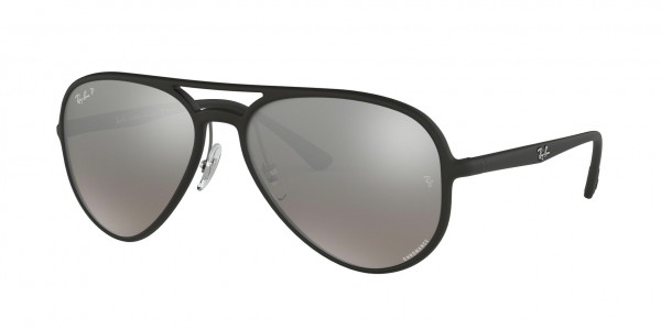 Ray-Ban RB4320CH Sunglasses, 601S5J MATTE BLACK GREY MIRROR SILVER (BLACK)