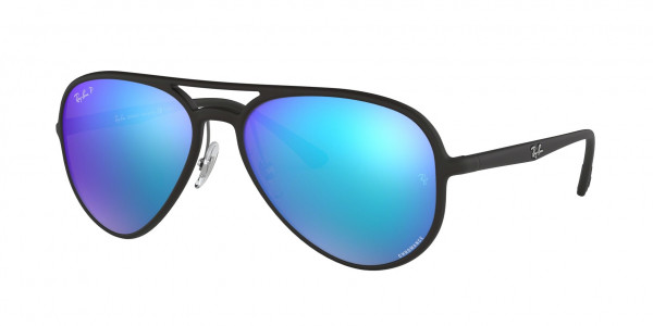 Ray-Ban RB4320CH Sunglasses, 601SA1 MATTE BLACK GREEN MIRROR BLUE (BLACK)