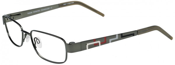 Takumi T9659 Eyeglasses, SATIN DARK OLIVE GREEN/RED AND G