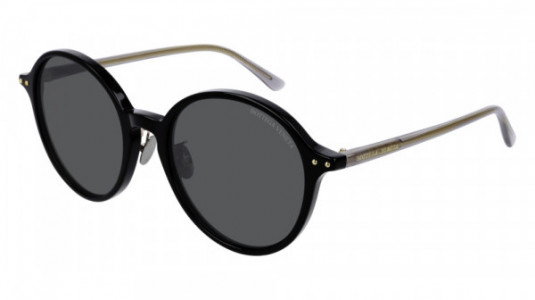 Bottega Veneta BV0223SK Sunglasses, 001 - BLACK with GREY temples and GREY lenses