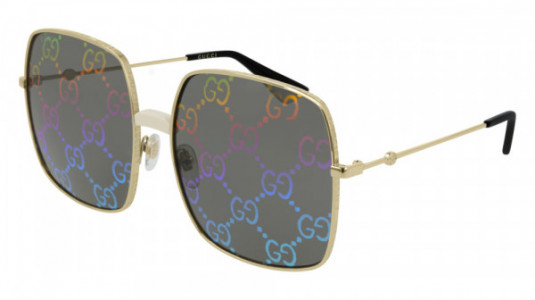 Gucci GG0414S Sunglasses, 003 - GOLD with MULTICOLOR lenses
