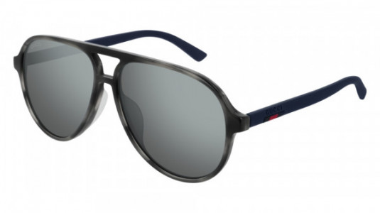 Gucci GG0423SA Sunglasses, 003 - HAVANA with BLUE temples and GREY lenses