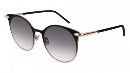 Pomellato PM0053S Sunglasses, 001 - BLACK with GOLD temples and GREY lenses