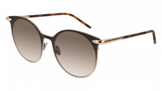 Pomellato PM0053S Sunglasses, 002 - BROWN with GOLD temples and BROWN lenses