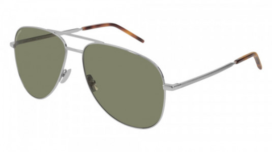Saint Laurent CLASSIC 11 FOLK Sunglasses, 002 - SILVER with GREEN lenses