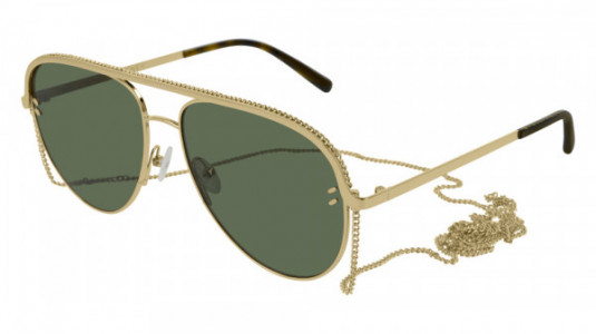 Stella McCartney SC0165S Sunglasses, 001 - GOLD with GREEN lenses