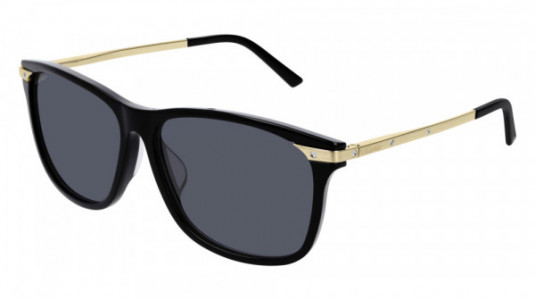 Cartier CT0104SA Sunglasses, 001 - BLACK with GOLD temples and GREY lenses