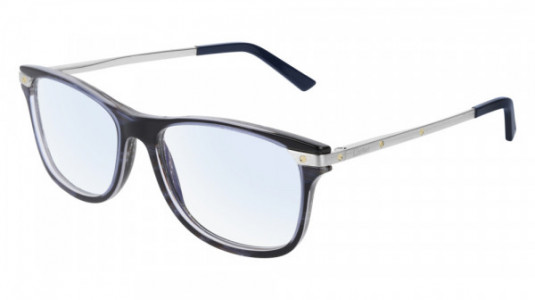 Cartier CT0106O Eyeglasses, 004 - BLUE with SILVER temples and TRANSPARENT lenses