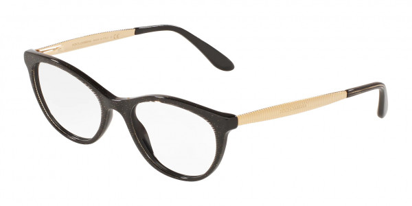 Dolce & Gabbana DG3310F Eyeglasses, 3218 GLITTER GOLD STRIPED BLACK (BLACK)
