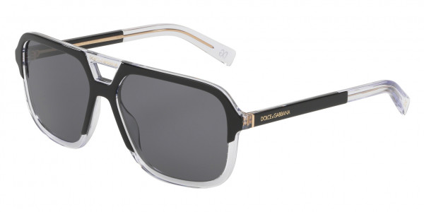 Dolce & Gabbana DG4354 Sunglasses, 501/81 TOP BLACK ON CRYSTAL DARK GREY (BLACK)