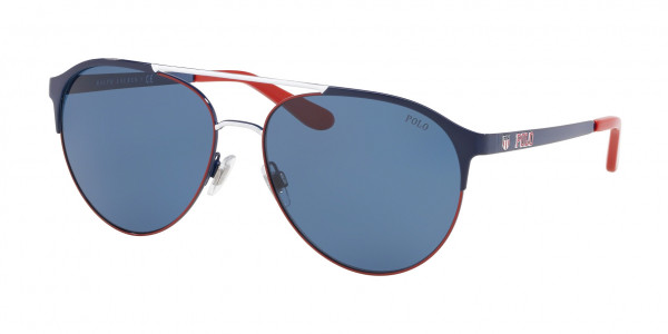 Polo PH3123 Sunglasses, 936680 SHINY NAVY BLUE/RED/WHITE DARK (BLUE)
