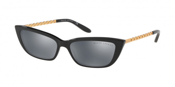 Ralph Lauren RL8173 Sunglasses, 50016G SHINY BLACK GREY MIRROR BLACK (BLACK)