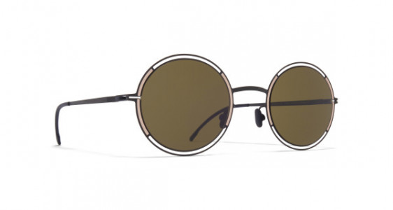 Mykita GISELLE Sunglasses, BLACK/SAND - LENS: RAW GREEN SOLID