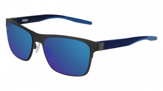Puma PU0219S Sunglasses, 002 - RUTHENIUM with BLUE temples and BLUE lenses