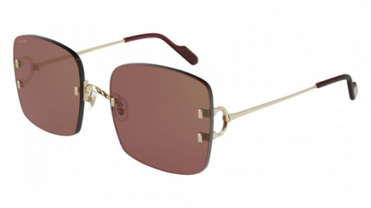 Cartier CT0153S Sunglasses, 004 - GOLD with RED lenses