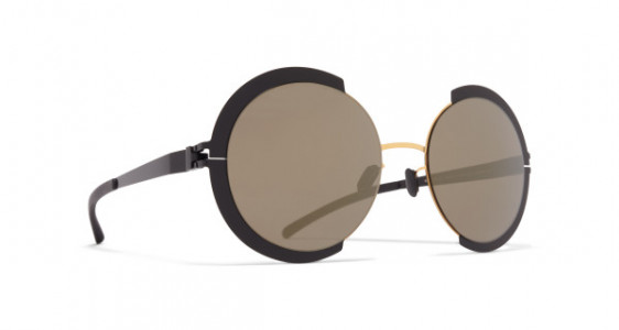 Mykita HOUSTON Sunglasses, GOLD/JET BLACK - LENS: BRILLIANT GREY SOLID