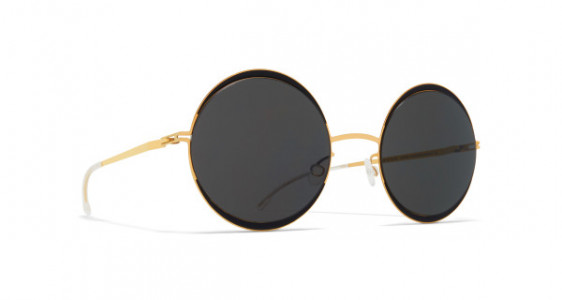 Mykita IRIS Sunglasses, GOLD/JET BLACK - LENS: DARK GREY SOLID