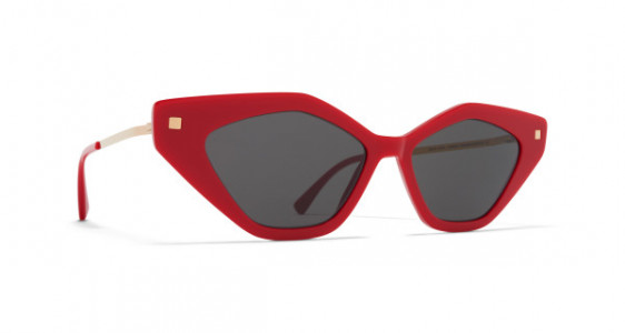 Mykita GAPI Sunglasses, C54 RED/CHAMPAGNE GOLD - LENS: DARK GREY SOLID