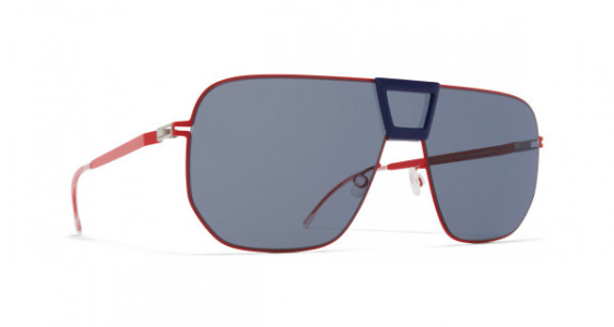 Mykita Mylon CAYENNE Sunglasses, MH42 CORAL RED/NAVY BLUE - LENS: DARK BLUE SOLID SHIELD