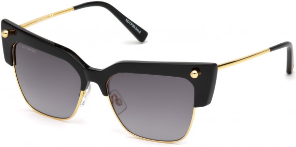 Dsquared2 DQ0279 Federica Sunglasses, 01B - Shiny Black / Gradient Smoke Lenses