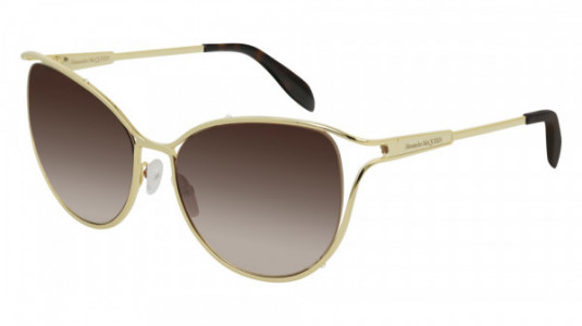 Alexander McQueen AM0194S Sunglasses, 002 - GOLD with BROWN lenses