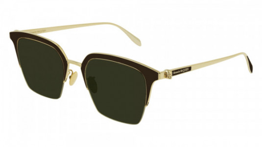 Alexander McQueen AM0213SA Sunglasses, 002 - GOLD with GREEN lenses