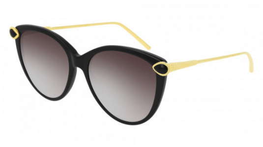 Boucheron BC0081S Sunglasses, 001 - BLACK with GOLD temples and GREY lenses