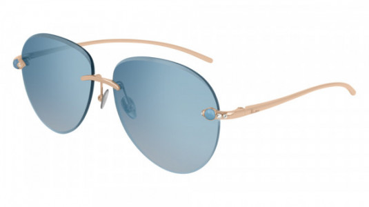 Pomellato PM0067S Sunglasses, 004 - GOLD with BLUE lenses