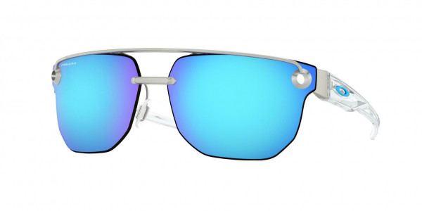Oakley OO4136 CHRYSTL Sunglasses, 413608 CHRYSTL SATIN CHROME PRIZM SAP (SILVER)